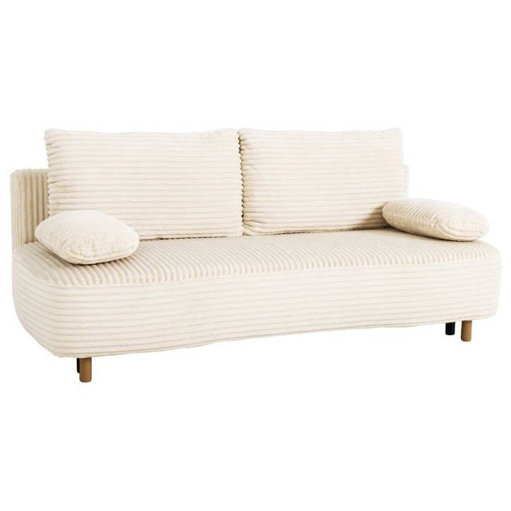 Canapé convertible - 3 places - PYLA - Tissu velours Perle - Coffre - 203 x 95 x 89 cm