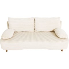 Canapé convertible - 3 places - PYLA - Tissu velours Perle - Coffre -