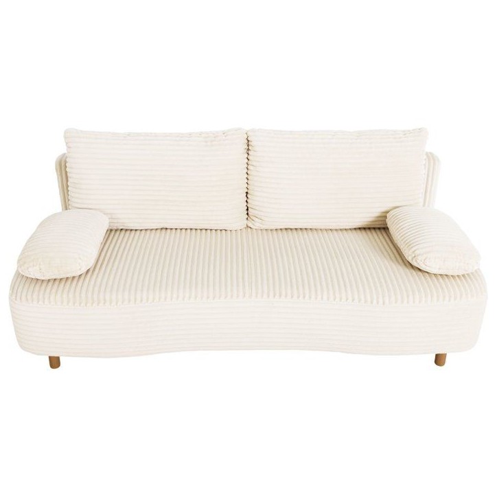Canapé convertible - 3 places - PYLA - Tissu velours Perle - Coffre - 203 x 95 x 89 cm