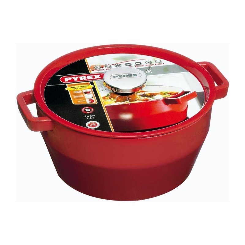 Cocotte ronde - PYREX - Slow Cook - 24 cm - Rouge