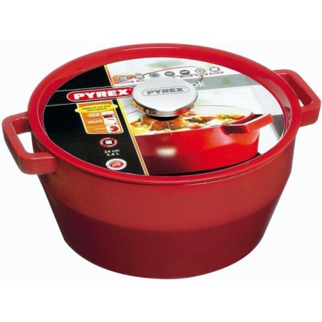Cocotte ronde - PYREX - Slow Cook - 24 cm - Rouge