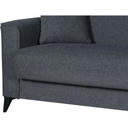 Canapé convertible 3 places - BERGAMO - Tissu gris foncé - 2 coussin