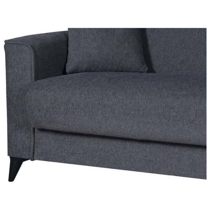 Canapé convertible 3 places - BERGAMO - Tissu gris foncé - 2 coussins - coffre de rangement - 230 x 85 x 89 cm Canapé convertible 3 places - BERGAMO - Tissu gris foncé - 2 coussins - coffre de rangement - 230 x 85 x 89 cm
