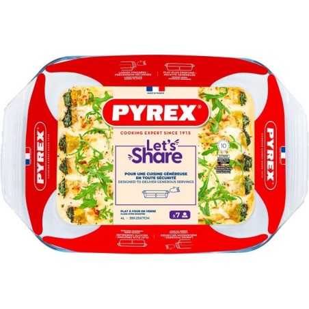 Plat a four rectangulaire - PYREX - Let's Share - 39 x 25 cm - Verre