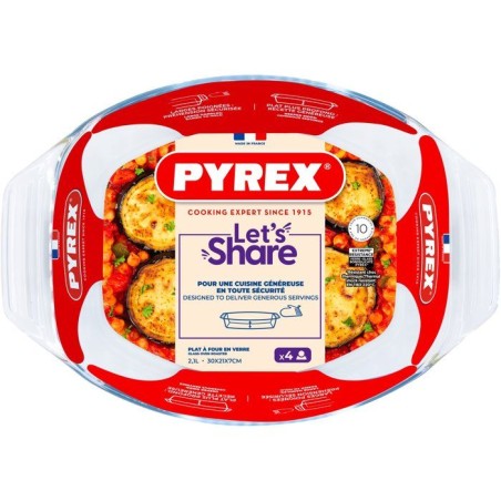 Plat a four ovale - PYREX - Let's Share - 35 x 24 cm - Verre