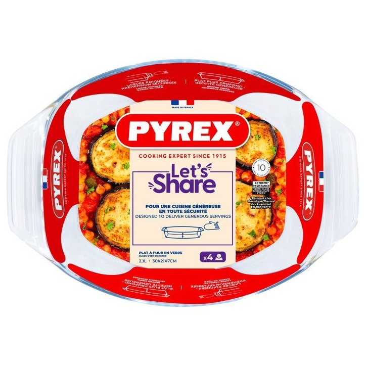 Plat a four ovale - PYREX - Let's Share - 35 x 24 cm - Verre Plat a four ovale - PYREX - Let's Share - 35 x 24 cm - Verre