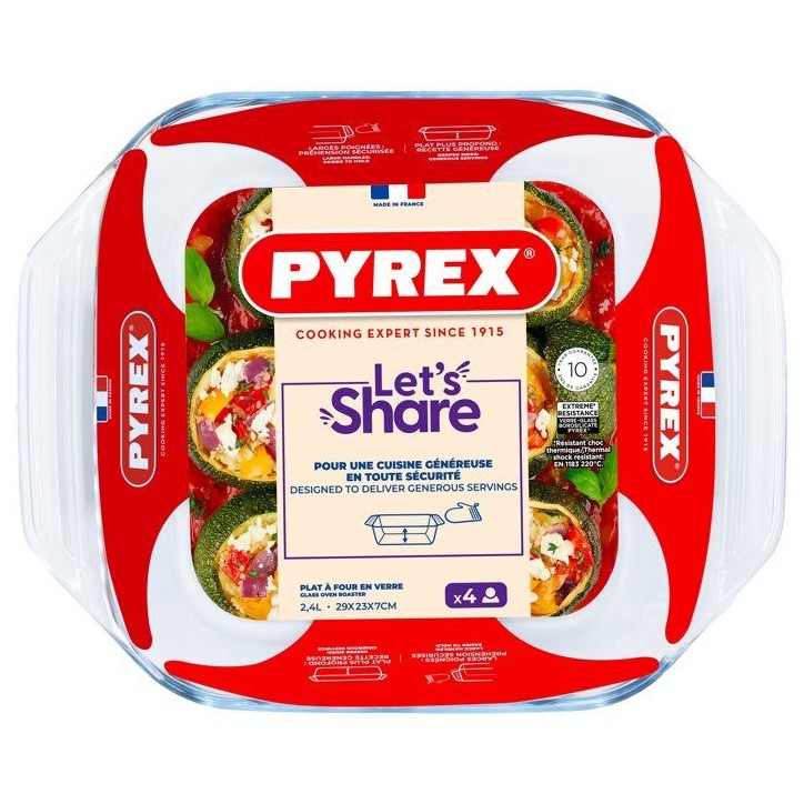 Plat a four carré - PYREX - Let's Share - 29 x 23 cm - Verre Plat a four carré - PYREX - Let's Share - 29 x 23 cm - Verre