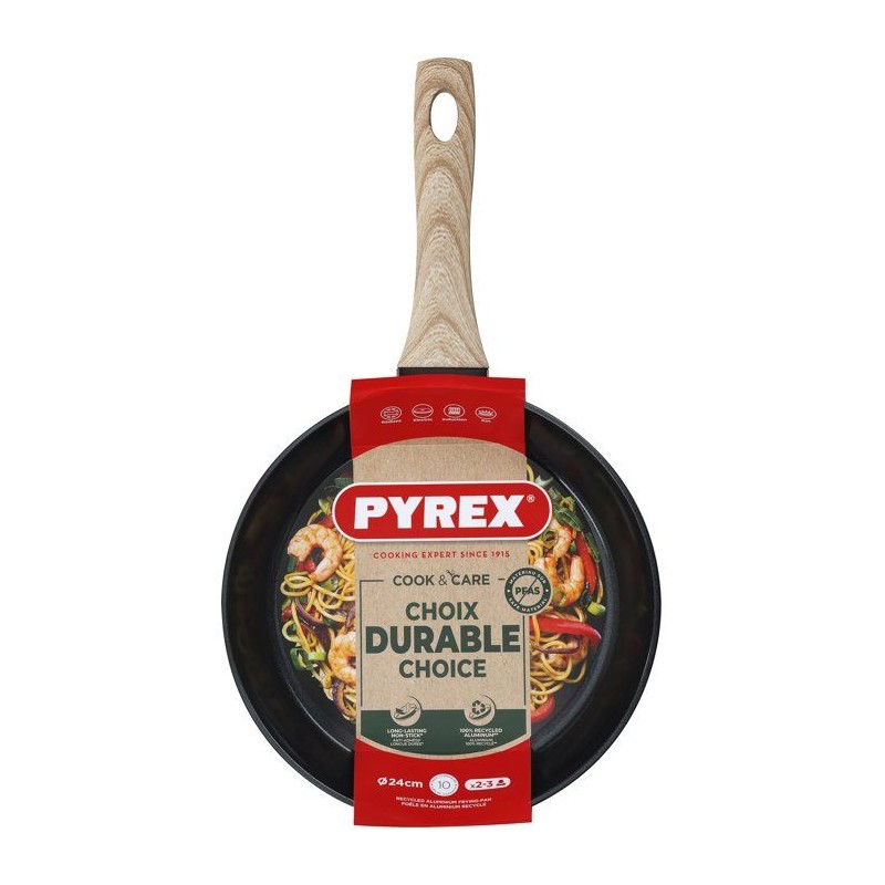 Poele - PYREX - Cook & Care - 24 cm - Anti-adhérent - Induction - San