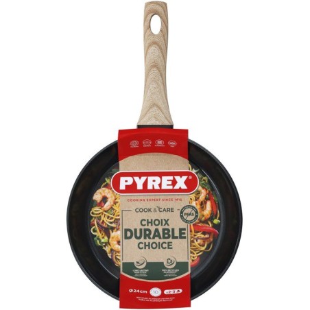 Poele - PYREX - Cook & Care - 24 cm - Anti-adhérent - Induction - San