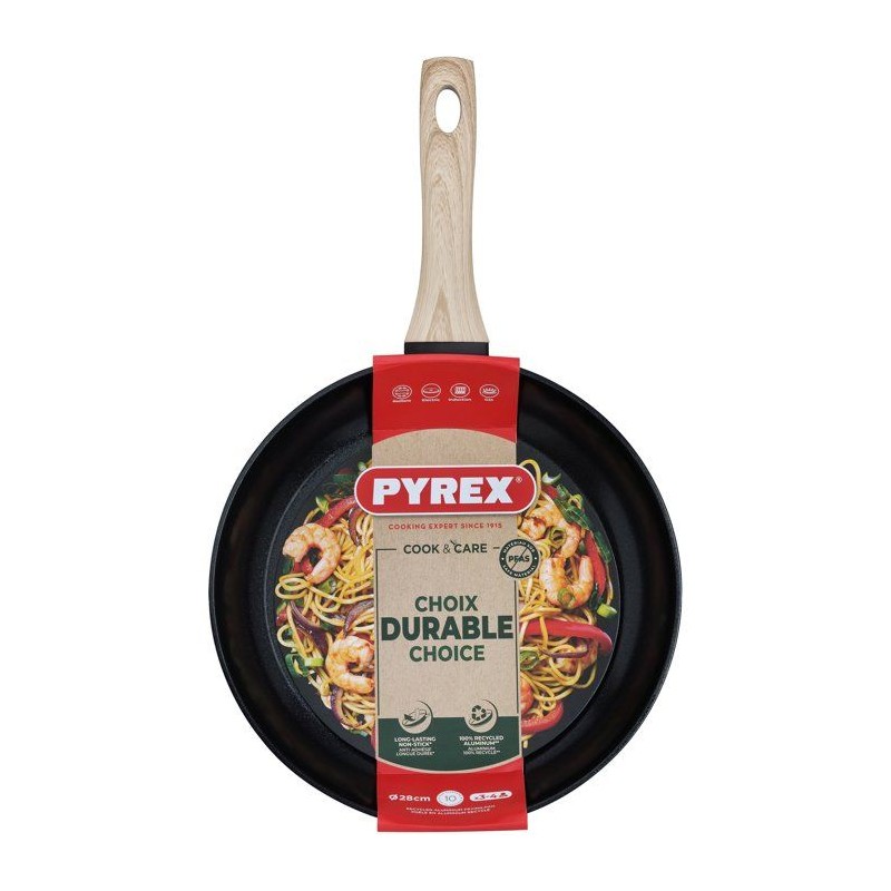 Poele - PYREX - Cook & Care - 28 cm - Anti-adhérent - Induction - San