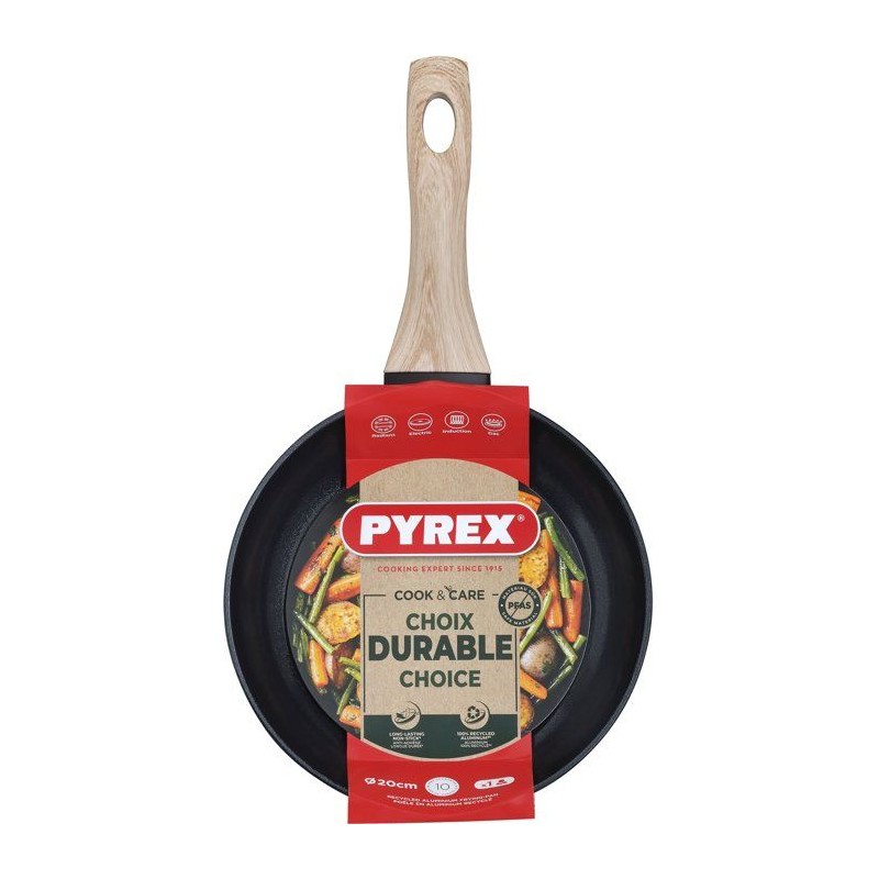 Poele - PYREX - Cook & Care - 20 cm - Anti-adhérent - Induction - San