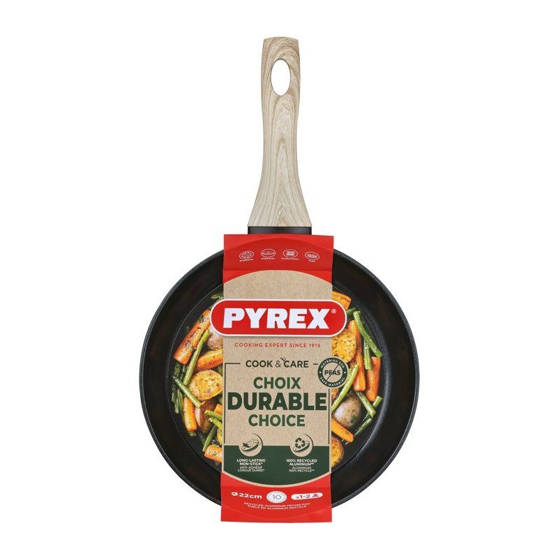 Poele - PYREX - Cook & Care - 22 cm - Anti-adhérent - Induction - San