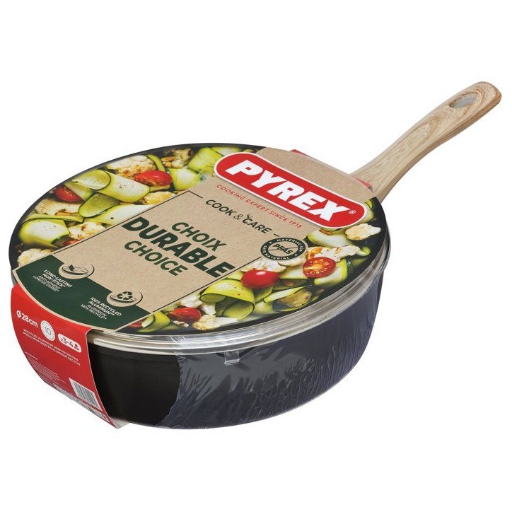 Sauteuse avec couvercle - PYREX - Cook & Care - 28 cm - Anti-adhérent - Induction - Sans PFAS Sauteuse avec couvercle - PYREX - Cook & Care - 28 cm - Anti-adhérent - Induction - Sans PFAS