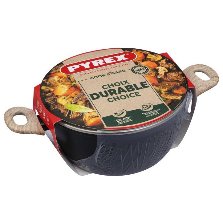 Faitout avec couvercle - PYREX - Cook & Care - 24 cm - Anti-adhérent - Induction - Sans PFAS Faitout avec couvercle - PYREX - Cook & Care - 24 cm - Anti-adhérent - Induction - Sans PFAS