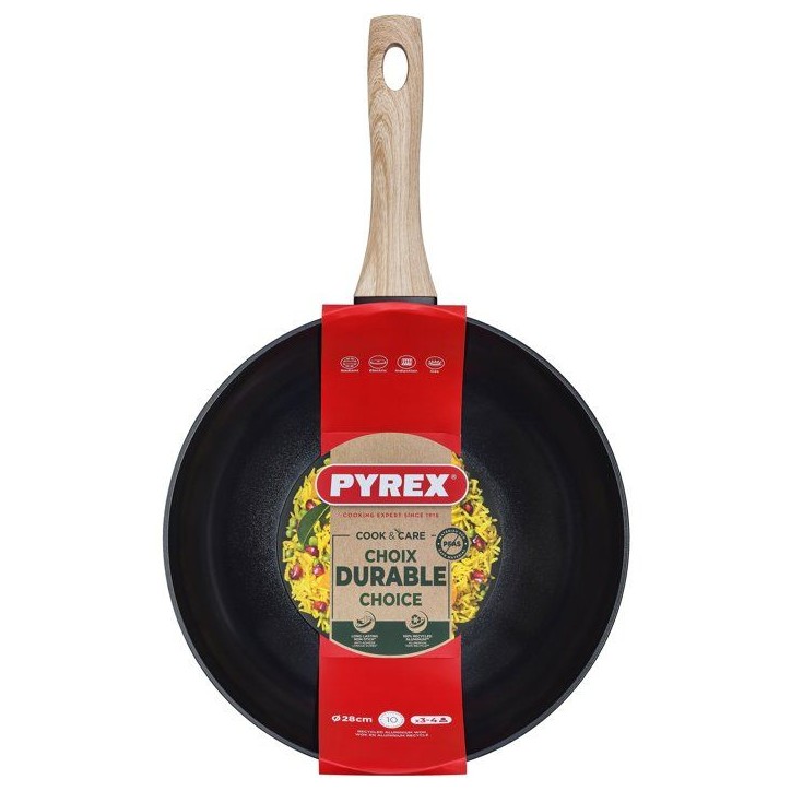 Wok - PYREX - Cook & Care - 28 cm - Anti-adhérent - Induction - Sans PFAS Wok - PYREX - Cook & Care - 28 cm - Anti-adhérent - Induction - Sans PFAS