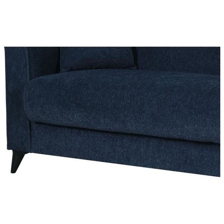 Canapé convertible 3 places - BERGAMO - Tissu bleu foncé - 2 coussins - coffre de rangement - 230 x 85 x 89 cm Canapé convertible 3 places - BERGAMO - Tissu bleu foncé - 2 coussins - coffre de rangement - 230 x 85 x 89 cm