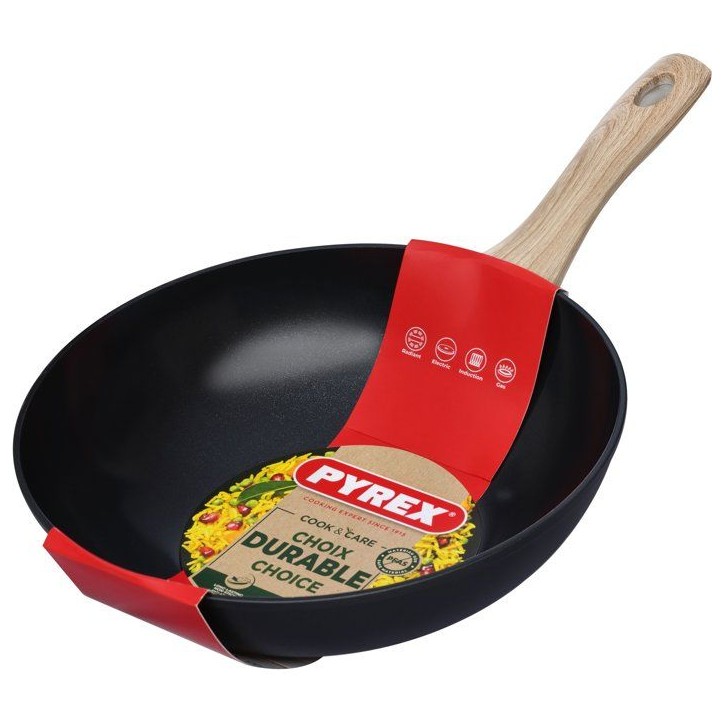 Wok - PYREX - Cook & Care - 28 cm - Anti-adhérent - Induction - Sans PFAS Wok - PYREX - Cook & Care - 28 cm - Anti-adhérent - Induction - Sans PFAS
