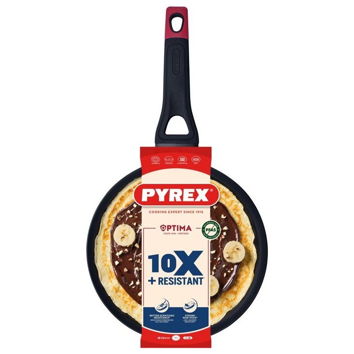 Crepiere - Tous feux dont induction - PYREX - Optima - Ø 25cm - Sans PFAS - Noir Crepiere - Tous feux dont induction - PYREX - Optima - Ø 25cm - Sans PFAS - Noir