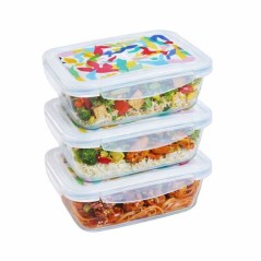 Lunch box - PYREX - Lot de 3 boîtes en verre - Rectangulaire - Couver