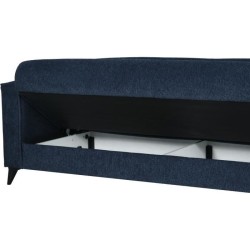 Canapé convertible 3 places - BERGAMO - Tissu bleu foncé - 2 coussin
