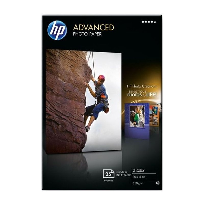 Papier photo HP Advanced brillant sans bordure - 25 feuilles/10 x 15 c