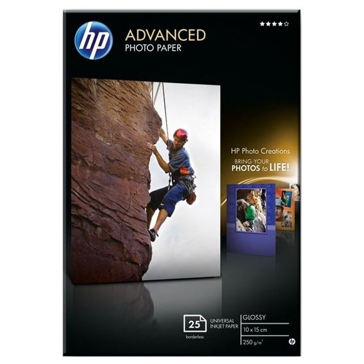 Papier photo HP Advanced brillant sans bordure - 25 feuilles/10 x 15 cm Papier photo HP Advanced brillant sans bordure - 25 feuilles/10 x 15 cm