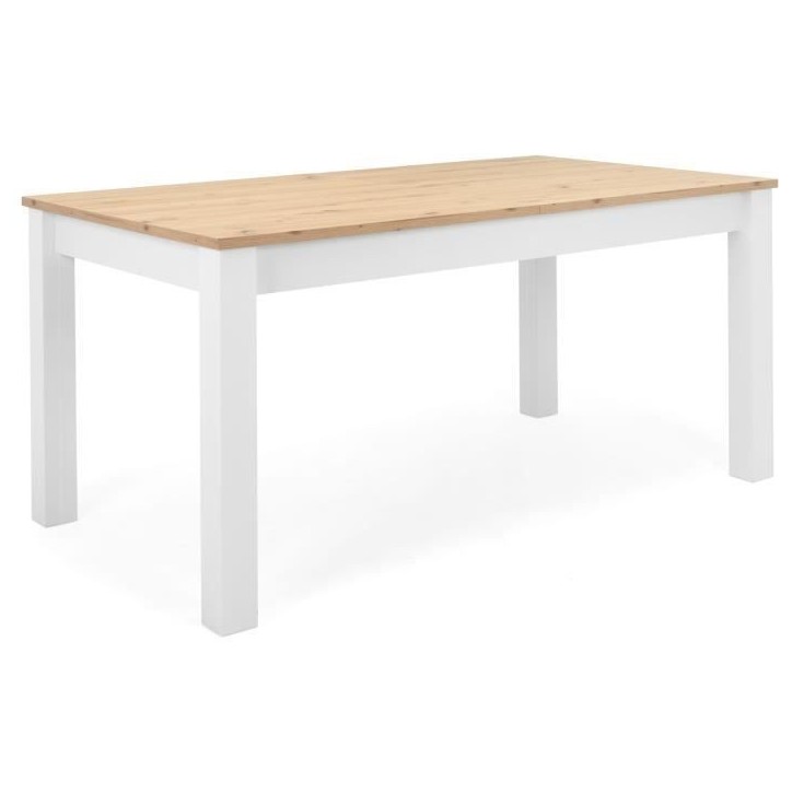 Table a manger extensible BERGEN - Décor chene artisan et blanc - Rallonge 55 cm - Jusqu'a 12 personnes - L 160-215 x P 90 x H Table a manger extensible BERGEN - Décor chene artisan et blanc - Rallonge 55 cm - Jusqu'a 12 personnes - L 160-215 x P 90 x H