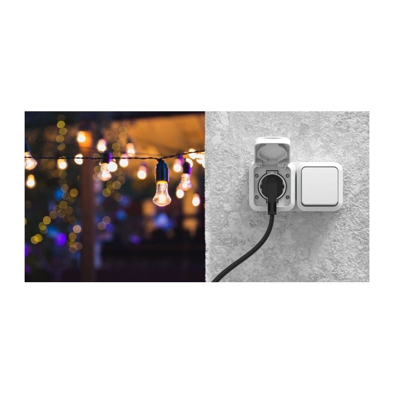 Va-et-vient + prise 2P+T - QUARX - Aqua Pro - IP55 - Prise 16A + Inter