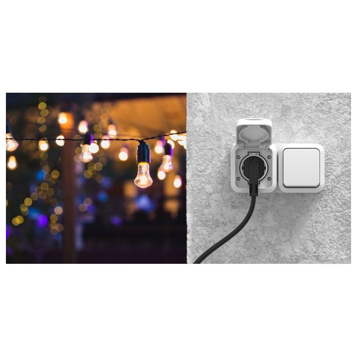 Va-et-vient + prise 2P+T - QUARX - Aqua Pro - IP55 - Prise 16A + Inter 10A - Connexion rapide - Blanc Va-et-vient + prise 2P+T - QUARX - Aqua Pro - IP55 - Prise 16A + Inter 10A - Connexion rapide - Blanc