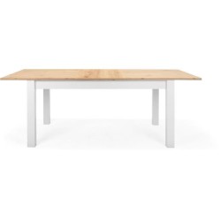 Table a manger extensible BERGEN - Décor chene artisan et blanc - Ral