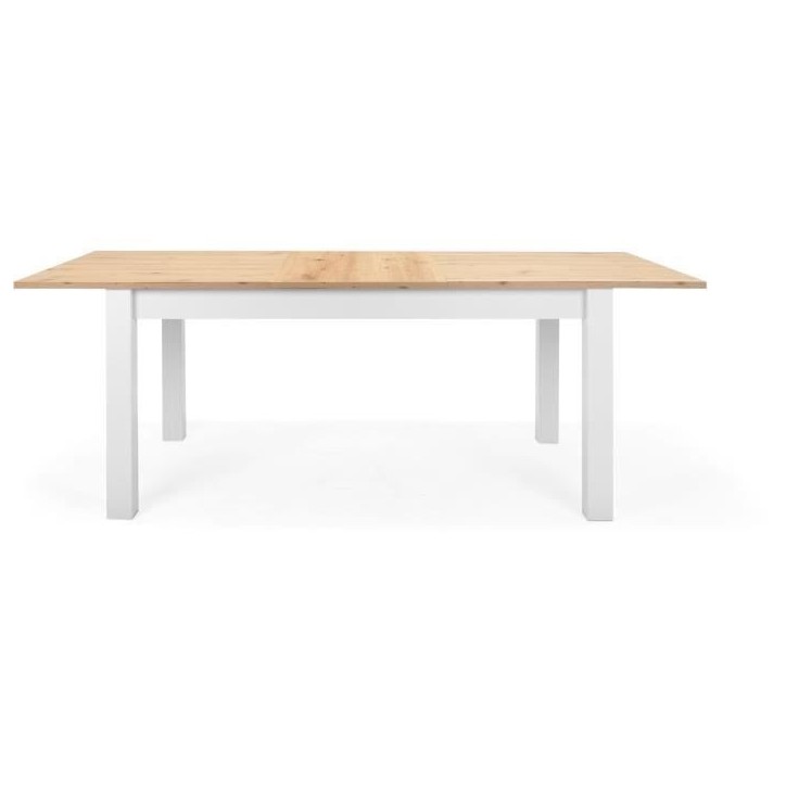 Table a manger extensible BERGEN - Décor chene artisan et blanc - Rallonge 55 cm - Jusqu'a 12 personnes - L 160-215 x P 90 x H Table a manger extensible BERGEN - Décor chene artisan et blanc - Rallonge 55 cm - Jusqu'a 12 personnes - L 160-215 x P 90 x H