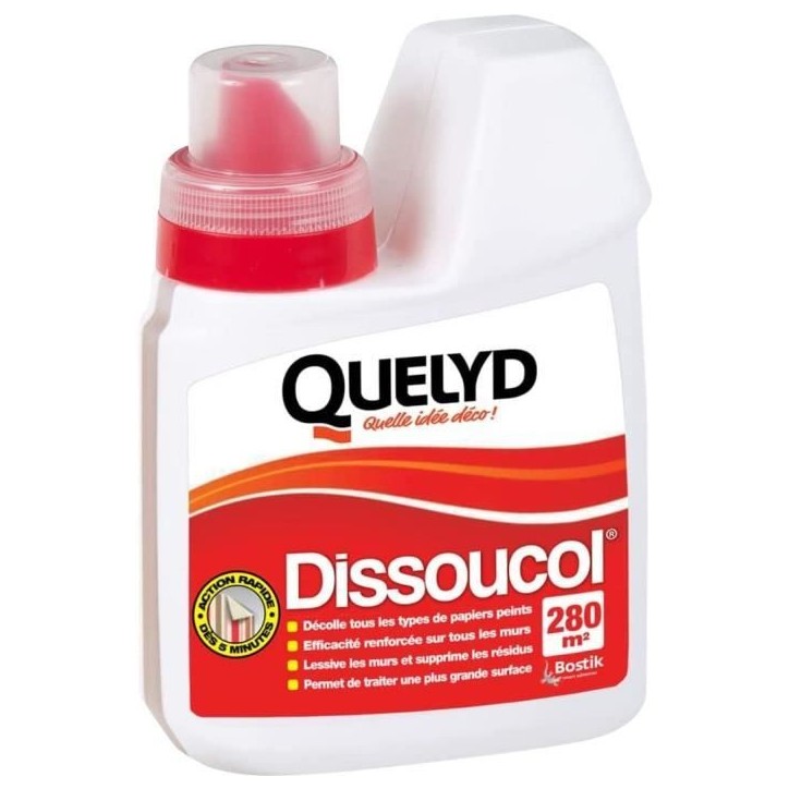 Décolleur papier peint - QUELYD - Dissoucol - Lessive - Supprime les résidus - Flacon 500 ml (280 m²) Décolleur papier peint - QUELYD - Dissoucol - Lessive - Supprime les résidus - Flacon 500 ml (280 m²)