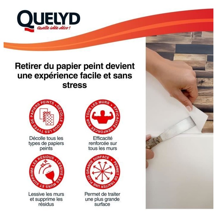 Décolleur papier peint - QUELYD - Dissoucol - Lessive - Supprime les résidus - Flacon 500 ml (280 m²) Décolleur papier peint - QUELYD - Dissoucol - Lessive - Supprime les résidus - Flacon 500 ml (280 m²)