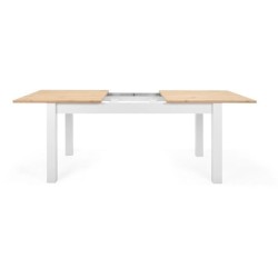 Table a manger extensible BERGEN - Décor chene artisan et blanc - Ral