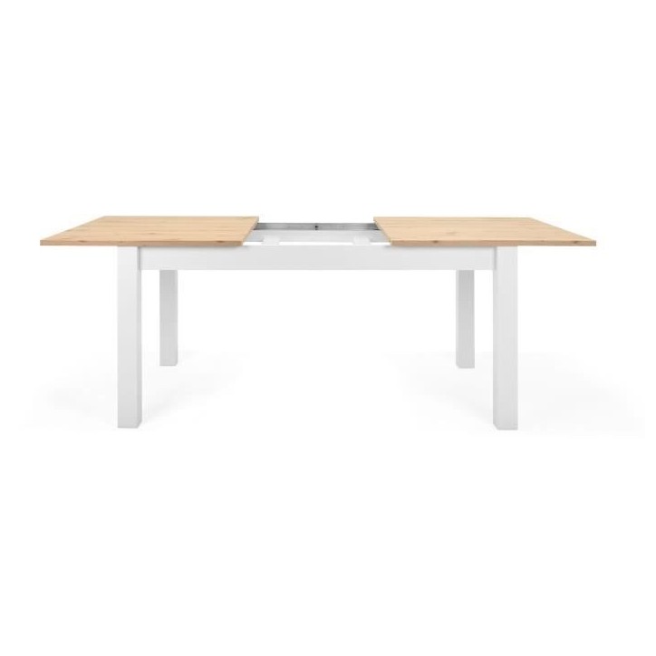 Table a manger extensible BERGEN - Décor chene artisan et blanc - Rallonge 55 cm - Jusqu'a 12 personnes - L 160-215 x P 90 x H Table a manger extensible BERGEN - Décor chene artisan et blanc - Rallonge 55 cm - Jusqu'a 12 personnes - L 160-215 x P 90 x H
