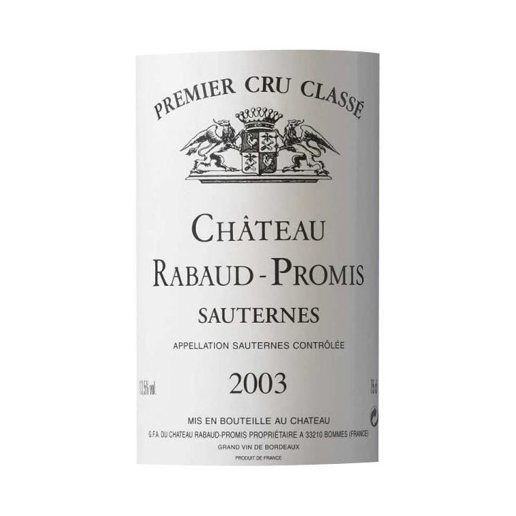 Château Rabaud-Promis 2017 Sauternes 1er Cru Classé - Vin blanc de Bordeaux