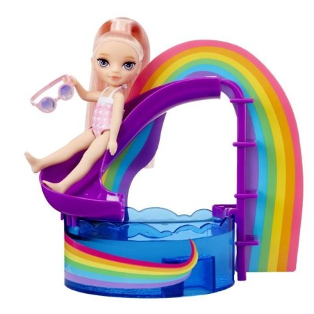 Jeu de société - MGA - Piscine arc en ciel avec toboggan - Poupée B