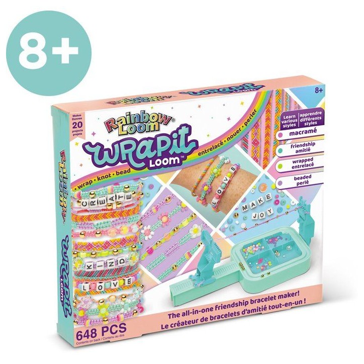 Kit de création de bracelets d'amitié - BANDAI - Rainbow Loom - Wrapit - 648 pieces - 20 projets DIY Kit de création de bracelets d'amitié - BANDAI - Rainbow Loom - Wrapit - 648 pieces - 20 projets DIY