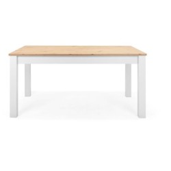 Table a manger extensible BERGEN - Décor chene artisan et blanc - Ral