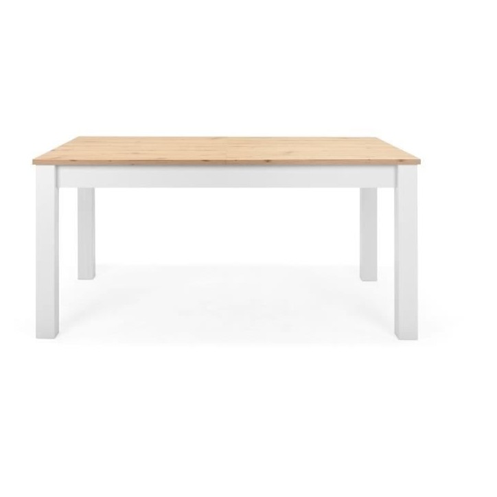 Table a manger extensible BERGEN - Décor chene artisan et blanc - Rallonge 55 cm - Jusqu'a 12 personnes - L 160-215 x P 90 x H Table a manger extensible BERGEN - Décor chene artisan et blanc - Rallonge 55 cm - Jusqu'a 12 personnes - L 160-215 x P 90 x H