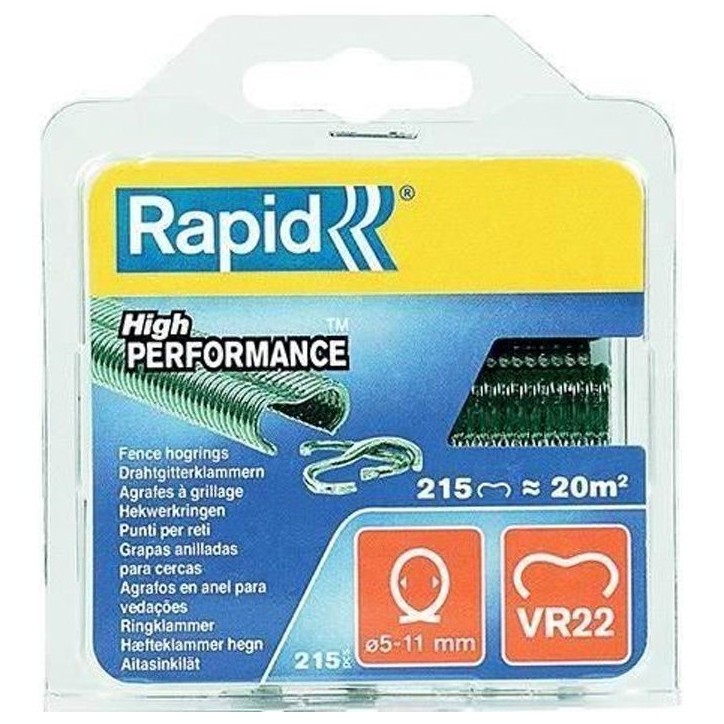 Agrafe a grillage VR22 Rapid Agraf - Plastifiées vertes - 215 agrafes Agrafe a grillage VR22 Rapid Agraf - Plastifiées vertes - 215 agrafes