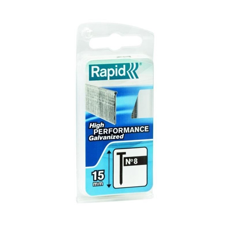 Clous - RAPID - 1000 pointes 8/15mm galvanisées - Acier galvanisé -
