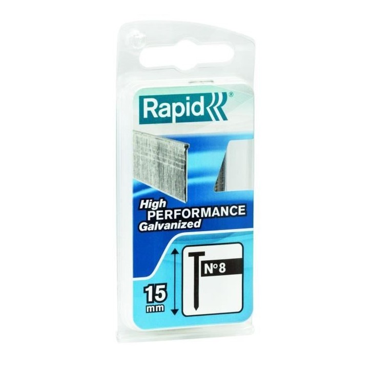 Clous - RAPID - 1000 pointes 8/15mm galvanisées - Acier galvanisé - Usage bois Clous - RAPID - 1000 pointes 8/15mm galvanisées - Acier galvanisé - Usage bois