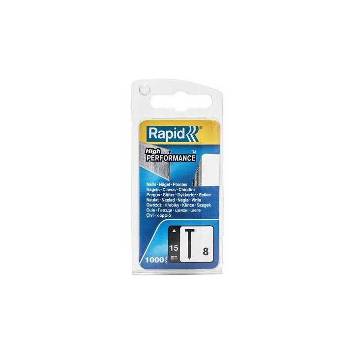 Clous - RAPID - 1000 pointes 8/15mm galvanisées - Acier galvanisé - Usage bois Clous - RAPID - 1000 pointes 8/15mm galvanisées - Acier galvanisé - Usage bois