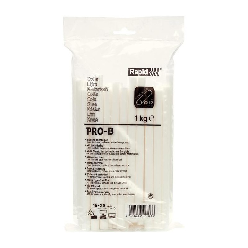 Bâton de colle - RAPID - 40302803 - 12 mm - 1 kg - Colle technique bl