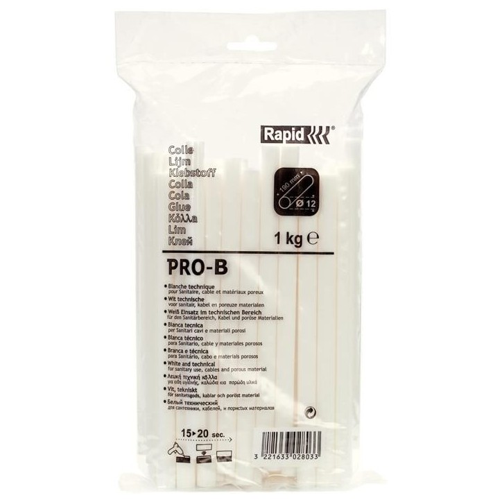 Bâton de colle - RAPID - 40302803 - 12 mm - 1 kg - Colle technique blanche Bâton de colle - RAPID - 40302803 - 12 mm - 1 kg - Colle technique blanche