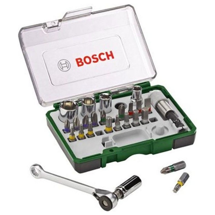 Set vissage mixte Bosch - Kit 27 pieces, Assortiment d'Embouts de Vissage avec Cliquet