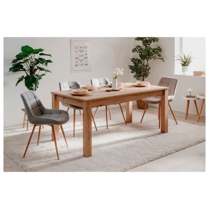 Table a manger extensible 6-10 personnes - Rectangulaire - MDF - Industriel - Bergen - L 160-200 x P 75 x H 90 cm Table a manger extensible 6-10 personnes - Rectangulaire - MDF - Industriel - Bergen - L 160-200 x P 75 x H 90 cm