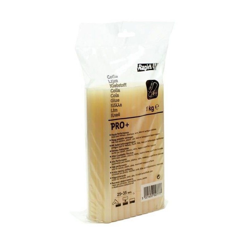 Bâton de colle PRO+ transparent 12 mm 1 kg - RAPID - 40302777