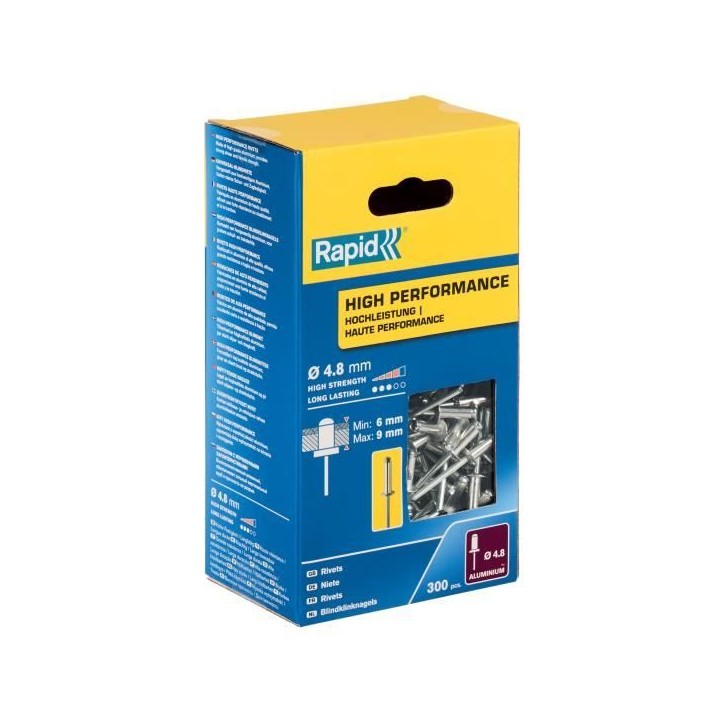 RAPID - Rivets - 4.8 x 12mm Alu ALU - Boite de 300 RAPID - Rivets - 4.8 x 12mm Alu ALU - Boite de 300
